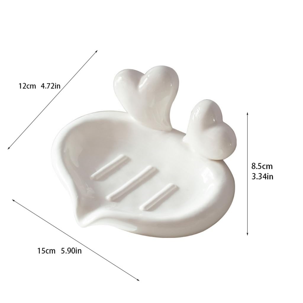 mydelniczka 2 kawałki prostych i uroczych kwiatów mydelniczka ceramiczna odpływ domowa toaleta łazienka kreatywna mydelniczka półka do kuchni łazienki (Color : White, Size : 15cm*12cm*8.5cm)