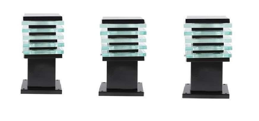 Image of Areezo Waterproof Outdoor Gate Light for Main Gate Pillar - Modern LED /Holder Based Lamp for Home, Garden & Balcony (Pack of 3, Ice Cube Black)