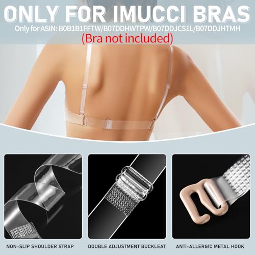 iMucci 3 Pairs Invisible Shoulder Bra Straps with 3pcs Clear Back Straps2