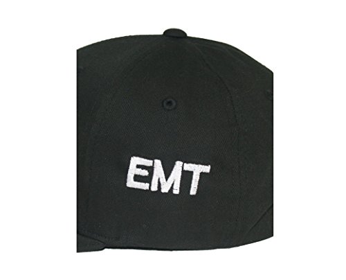 EMT Star of Life Hat Paramedic Cap Flexfit (S/M with EMT ON Side) Black