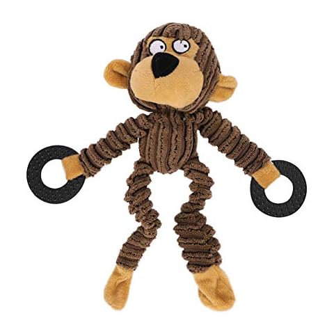IBLUELOVER Squeaky Dog Toy Plush Monkey Chew Toy Puppy No Stuffing Interactive Toy Soft Durable Training Toy for Small Medium Large Dogs Playing Making Fun and Avoiding Boredom Cover
