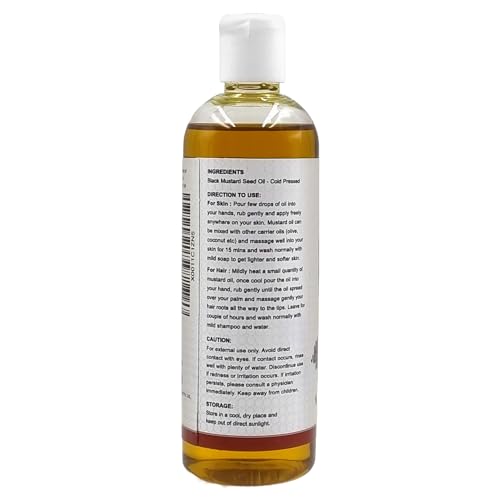 Image of Black Mustard Oil 200 ml Pure Unrefined Cold Pressed For Skin and Hair