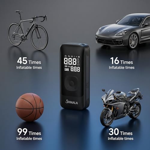 Image of Tire Inflator Portable Air Compressor - Cordless Air Compressor with Digital Gauge, LED Light, Power Bank & Auto-Shutoff Tire Air Pump for Car, Motorcycle & Bicycle Tires