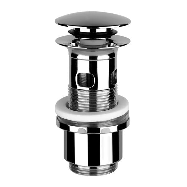 Válvula de desagüe Gessi Stop&Go 1 1/4 para lavabos con rebosadero, válvula de vástago mín. 64mm/máx. 85mm, 1422, 01422149, Color: Óptica Finox