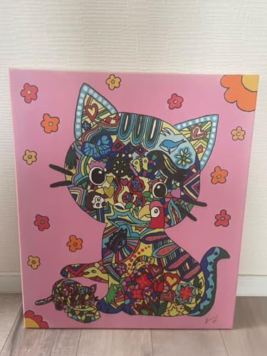 F10号ジミー大西 サインあり 模写 絵画 手描き油彩 肉筆画 猫 幸運なねこのサムネイル