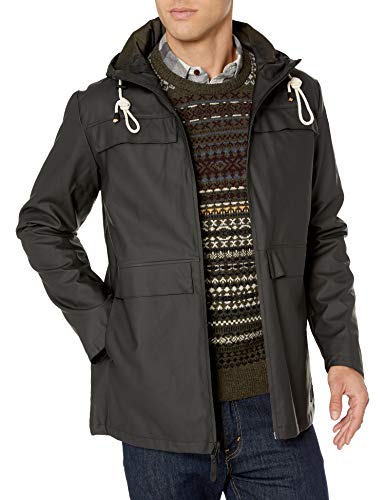 Pendleton Outerwear Men's Depoe Bay Slicker, Black with Pendleton Iconic RED Buffalo Ombre, XL