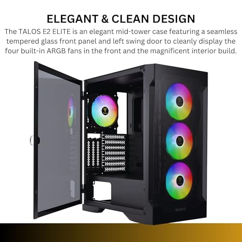 Image of GAMDIAS ATX Mid Tower Gaming Case with 3 x 120mm ARGB Computer Fans and Side Tempered Glass Panel Desktop PC Chassis with Swing Door