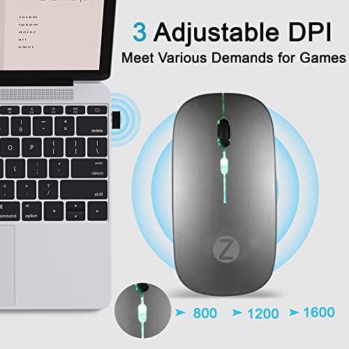 Image of Zoook Blade Wireless Mouse -Rechargeable 7 Colour mice /RGB Breathing Lights / 3 DPI Levels /Auto Shut Down /Silent Click Technology / 600 Mah Battery /Light Weight /Plug and Play (Grey)