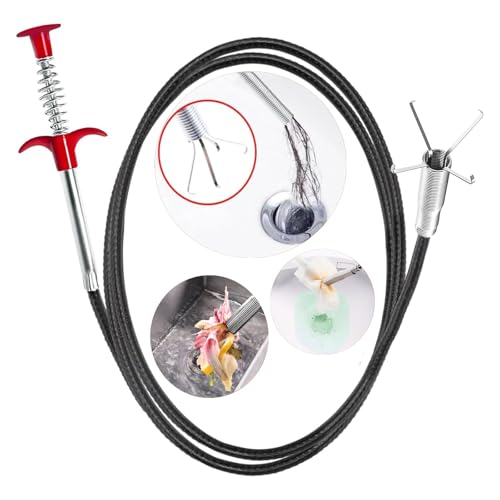 SHUOGUO Drain Snake,61 inch Flexible Grabber Claw Pick Up Reacher Tool,Drain Clog Remover - Gutter Cleaning Tools for Home Sink, Bathroom Tub,Drain, Toilet, Tight Spaces