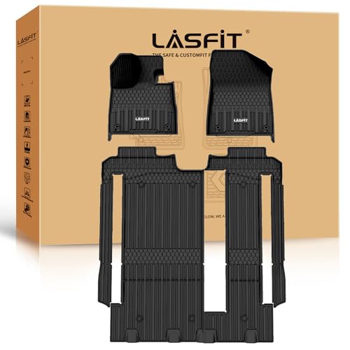 Image of LASFIT Floor Mats for Toyota Sienna 8 Seats 2021-2025 2026 All Weather TPE Custom Fit Floor Liner for Toyota Sienna LE /XLE 8 Passenger Front and Rear Car Mats, Black