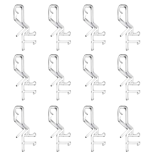 12PCS Transparent Valance Clips – 1.87-Inch Plastic Blind Clips for Horizontal Mini Wood Blinds – Hidden Channel Retainer Holders for Vertical Blind Clips & Valances with Grooved Back