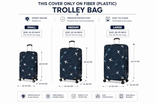 Image of Printed Luggage Cover for Traveling Bag & Suitcase - Stretchable & Scratchproof Trolley Protector with Velcro Lock & Lightweight Washable Material(Suitcase Not Included, Only Cover in Product)