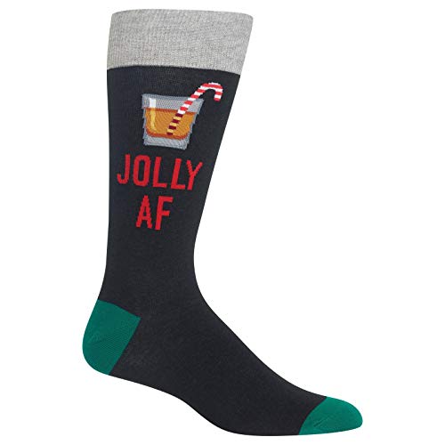 Hot Sox Mens Jolly AF Socks, Black, 1 Pair, Mens Shoe 6-12.53