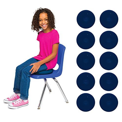 Image of BouncyBand Wiggle Seat, Blue, 10-Pack - Small 10.75 inch D x 2.5 inch H Wobble Cushion for Kids Aged 3-7 - Sensory Tool Promotes Active Learning & Improves Productivity - Includes Pump for Easy-Inflation