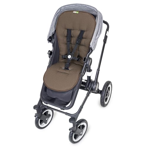 Priebes Sitzauflage Kinderwagen - Ergonomische, Zweiseitig Verwendbare Sitzauflage Buggy - Baumwollstoff & Mesh, Temperaturregulierend, Waschbar, Größe 32x80 cm, Buggy Einlage