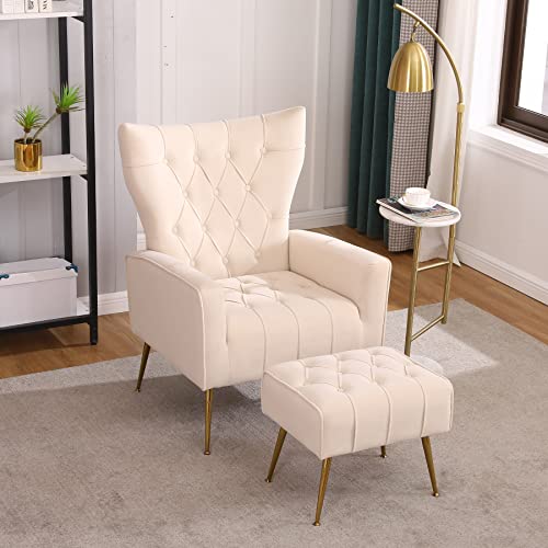 Sillón plegable tela velvet Beige miniatura 1