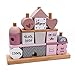 Kidslino Steckspiel Haus rosa I Personalisierbares Geschenk zur Geburt Mädchen I Handmade Holzspielzeug I Personalisierte Geschenke Baby I Label-Label I Stapelturm mit Name & Geburtsdaten