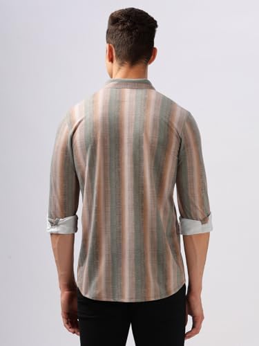 Image of BULLMER Trendy Regular Fit Striped Causal Full Sleeve Shirt for Men.