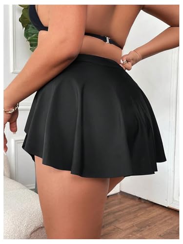SHENHE Women's Plus Size Ruffle Swim Skirt High Waisted Asymmetrical Hem Flowy Skirted Swimsuit Bottom2
