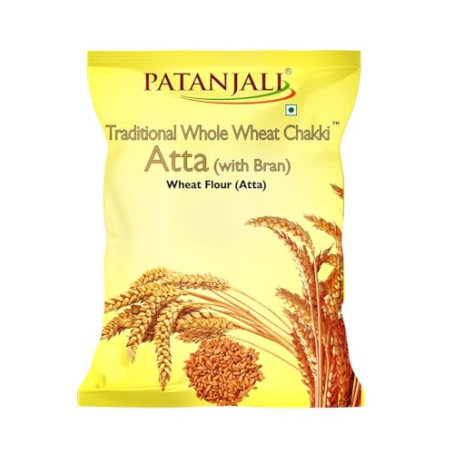 Patanjali Traditional Whole Wheat Chakki Atta with Bran 10kg, Genhu ka Atta, Organic Flour