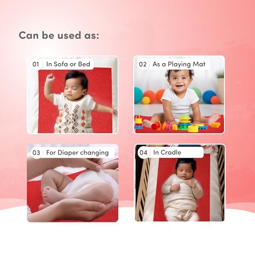 Image of Mylo Baby Waterproof Mattress Protector for Baby (0-3 Years), Extra Absorbent, Soft and Reusable Quick Dry Sheets (Medium, 100cm x 70cm, Red)