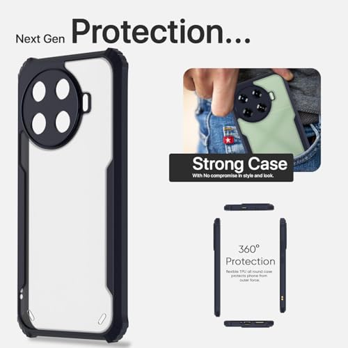 Image of Pikkme Ultra Hybrid Back Cover for Techno Spark 20 Pro Plus 5G | Raised Edges |Crystal Clear Transparent | Full Camera Protection Bumper Case (Blue)