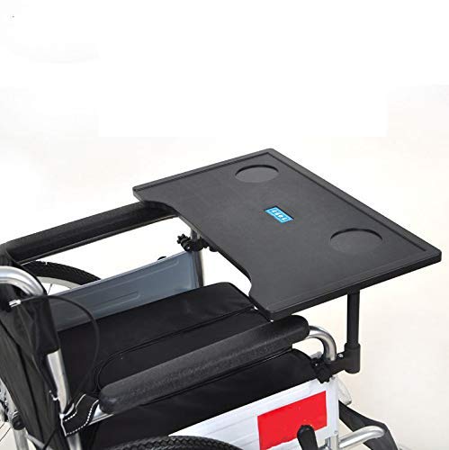 Tavolo vassoio in plastica per gambe per sedia a rotelle per scrivere, leggere e mangiare, da attaccare a bracci per sedie a rotelle standard e da scrivania (per sedie a rotelle da 16-18 pollici)
