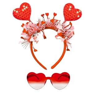Dolkoic Valentines Heart Headband and Heart Sunglasses for Valentine’s Day Halloween Party Accessoires