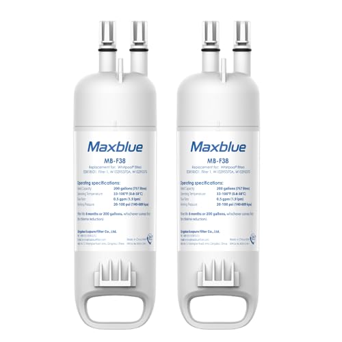 Maxblue EDR1RXD1 Replacement for Everydrop® Filter 1, Whirlpool® W10295370A, EDR1RXD1B, P8RFWB2L, P4RFWB, MB-F38, Kenmore® 46-9081, 46-9930 Refrigerator water filter, 2 Filters