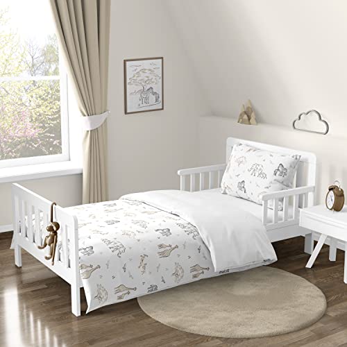 Image of Sweet Jojo Designs Jungle Safari Animals Boy Girl Toddler Kid Bedding Set Childrens Comforter Sham Sheets Brown Taupe Black and White Gender Neutral Elephant Giraffe Wildlife Adventure Zebra Serengeti