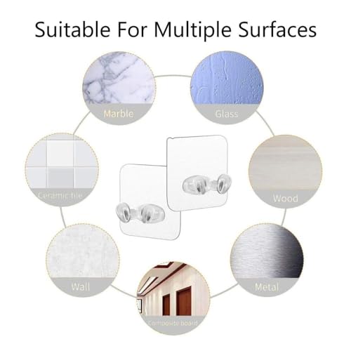 Image of Plastic Adhesive Hook Multifunctional Power Plugs Socket Holder Free Punching Adhesive Hook Power Stickers Wall Mounted Transparent Wall Plug Hook for Keys Towel Kitchen (Pack-5)