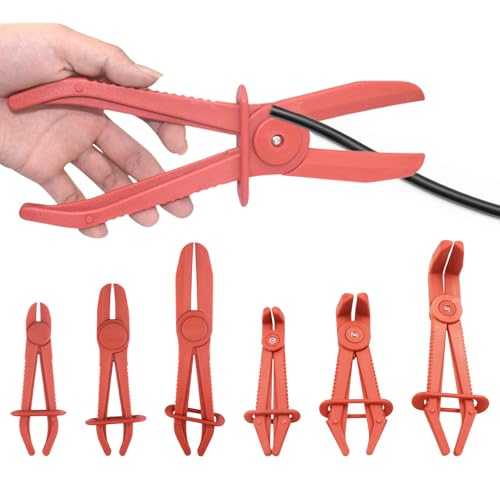 Pixaro 6pcs Hose Clamp Pliers Set, Straight & 90° Angled, Brake Hose Clamp, Fuel Line, Radiator Coolant, Hose Clip Pliers