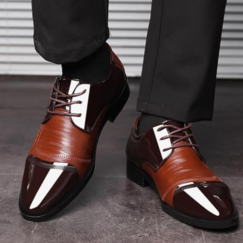 Men's Fashion Dress Shoes, Lace Up Sneakers Oxfords Classic Casual Shoes Modern Formal Block Heel Rubber Slip Resistant Business Classic2