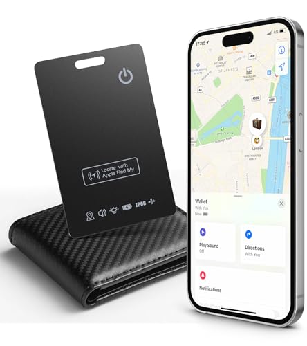 LOXP Wallet Tracker Card – Works with Apple Find My [Apple MFi Certified, iOS Only], Slim 1.65mm Bluetooth Item Finder, IP68 Waterproof, Wireless Rechargeable GPS Locator for Wallet, Keys & Luggage