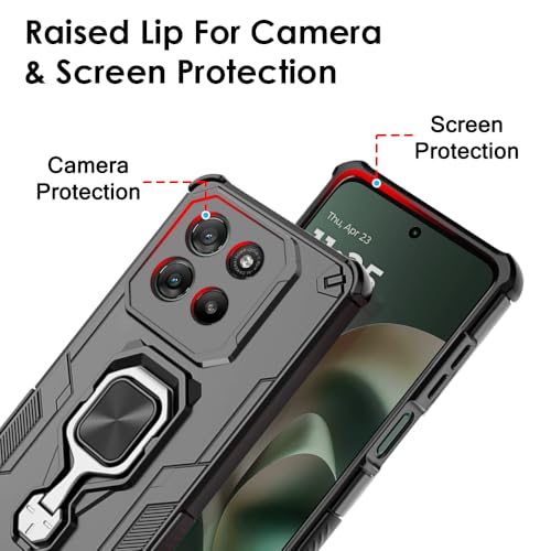 Image of TheGiftKart Tough Armor Bumper Back Case Cover for Motorola Moto G67 Power / G57 Power 5G | Ring Holder & Kickstand in-Built | 360 Degree Protection Back Cover for Moto G67 Power 5G (PC & TPU, Black)
