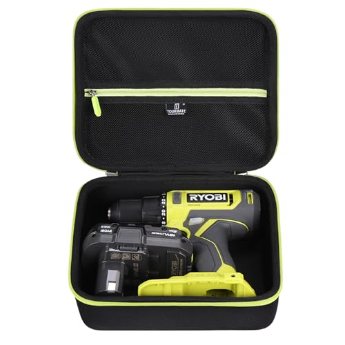 Tourmate Hard Storage Case for RYOBI ONE+ 18V Cordless 1/2 in. Drill PCL206B - Travel Case for RYOBI ONE+ 18V Cordless 1/4 in/18V 3/8 in Driver(Box for Sale) (Black & Green)