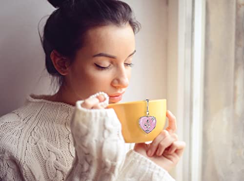 Nstaygate 2Pcs Tea Infuser Tea Strainers For Loose Tea Amethyst & Rose Quartz Crystal Heart Pendant Infinity Love Heart Couple Handmade Gemstone Tea Ball Set Gifts For Women Gifts For Mom #TOP6