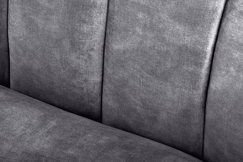 Riess Ambiente 3-Sitzer Sofa Babylon - 205cm - anthrazit - Samt Ziersteppung Schaumstoff-Polsterung Couch rund Design modern – Bild 8