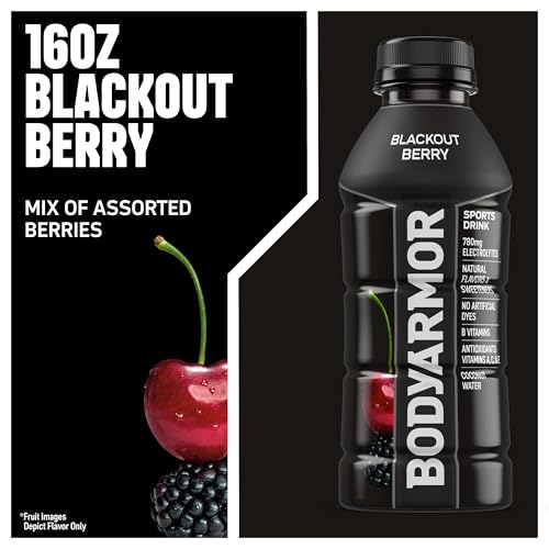 BODYARMOR Sports Drink, Blackout Berry, Electrolyte Drink Hydration, 16 Fl Oz Bottles (12 Pack), Flavored Coconut Water with B Vitamins & Antioxidants