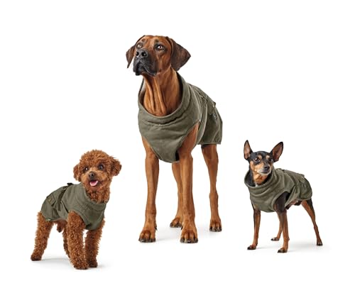 HUNTER Hundemantel UPPSALA TREND, für kalte Tage, wasser- & windabweisend, wärmend, Parka-Stil, modisch, trendig & rustikal, mit Baumwolle, gefüttert, waschbar, verstellbar, Farbe: khaki, Größe: 30