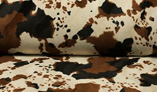 Tissu velboa imitation poney marron crème pour coudre de grands plaids doux