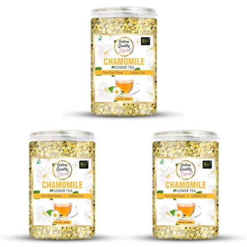 Image of Online Quality Store Chamomile Flower Tea - 100g | Caffeine Free Herbal | Boost Immunity | Detox | Sleep & Stress Relief | 100% Natural Flower Leaves (Pack of 3)