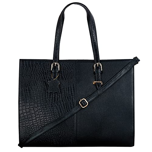 RICHSIGN LEATHER ACCESSORIES Full-Grain Natural Cro Leather Ladies Handbags & Sling Shoulder Tote Bags For Women Laptop Big Size Branded Stylish..Size- L-16 X H-12.5 x W- 5.5 Inches