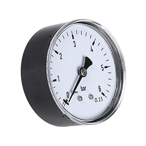 Mini manómetro de alta precisión de 0-6 bar Probador de presión de montaje de rosca de 1/4 Npt Compatible con agua líquida de aceite de aire de combustible (Color : Black) (Black)