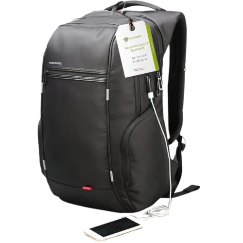 Kingsons® Laptop Rucksack Herren schwarz - 15.6 Zoll Backpack - wasserdichter...
