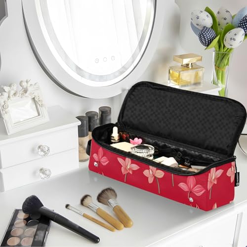 Organizador de herramientas para el cabello 2 en 1 Cute Red Flowers con tapete resistente al calor desmontable y gran capacidad para planchas y rizadores miniatura 6