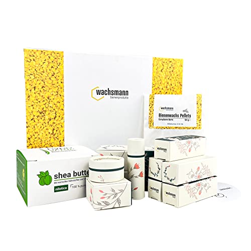 Wachsmann Lippenbalsam | Natur-Kosmetik selber machen | 100% natürlich | Lippenpflege aus Bienenwachs (Cosmos Natural) & Nilotica Shea-Butter von Hypoverde | Tiegel & Hülsen aus Pappe