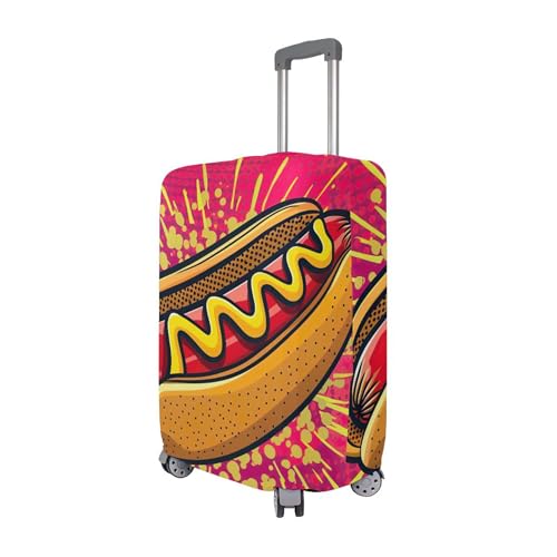 Joisal Luggage Covers for Suitcase Protector Elastic Cool Travel Luggage Accessories Hot Dog Hot Pink, L, Fits 26-28 Inch Case3