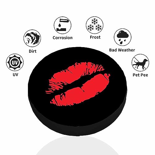 Image of Kiss Me Print Spare Tire Cover Sexy Red Lips Lipstick Romance Glamour Desire Weatherproof Universal Wheel Protectors Camper Tire Covers for Trailer Rv Travel(17 inch)