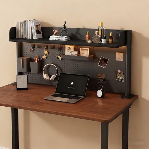 Estante organizador de escritorio con abrazadera, estante de escritorio con tablero de clavijas, accesorios de escritorio de pie ajustables, estante de 2 niveles que ahorra espacio para oficina en